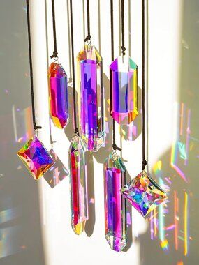 7 PCS 3" Crystal Suncatcher Prisms Window Light Reflecting Window Rainbow Makers